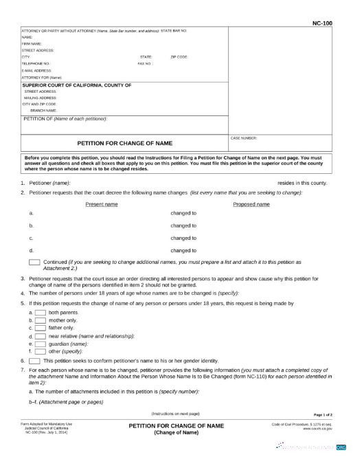 Download USA Judicial council of California name change certificate Photoshop template